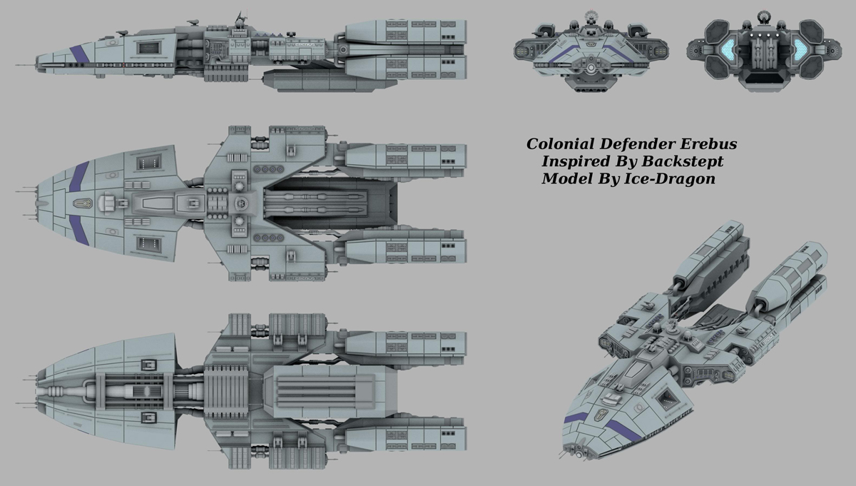 Colonial Defender Escort Frigater Battlestar Galactica 3D Printed Model 